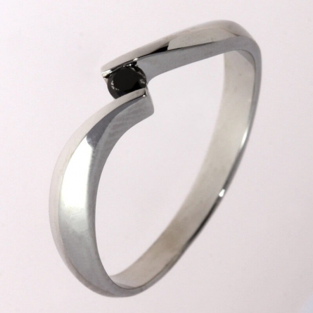 Pierścionek z czarnym diamentem z białego złota - D-012 / 0.07 ct