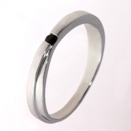 Pierścionek z czarnym diamentem z białego złota - D-059 / 0.035 ct