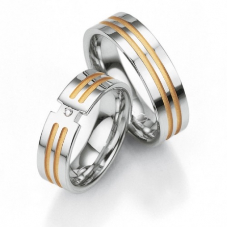 Obrączki ze srebra platynowanego Breuning dwukolorowe - 48/08011-12