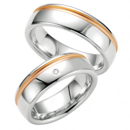 Obrączki ze srebra platynowanego z pozłacanym rowkiem - 48/08025-26