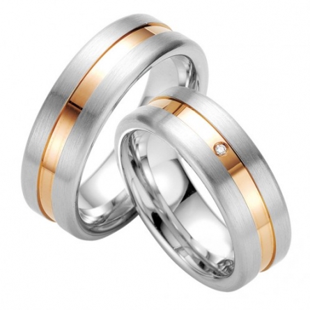 Obrączki srebrne platynowane Breuning dwukolorowe - 48/08027-28