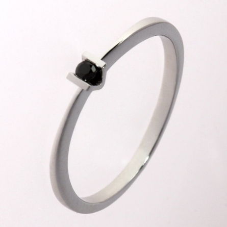 Pierścionek z czarnym diamentem z białego złota - D-578 / 0.035 ct