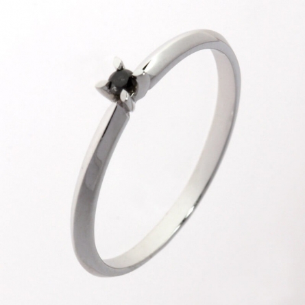 Pierścionek z czarnym diamentem z białego złota - D-431 / 0.035 ct