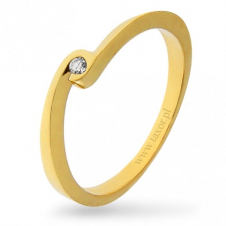 Pierścionek z brylantem z żółtego złota - D-063 / 0.035 ct