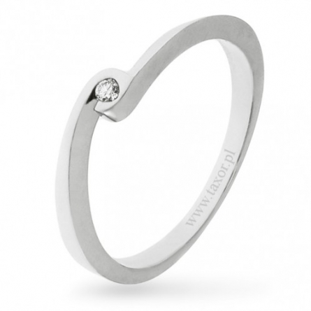 Pierścionek z brylantem z białego złota - D-063W / 0.035 ct