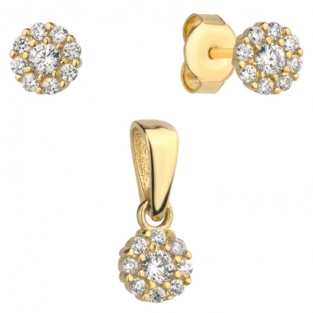 Komplet kolczyki z zawieszką kwiatuszek z cyrkonii - 9-25-S10013-2