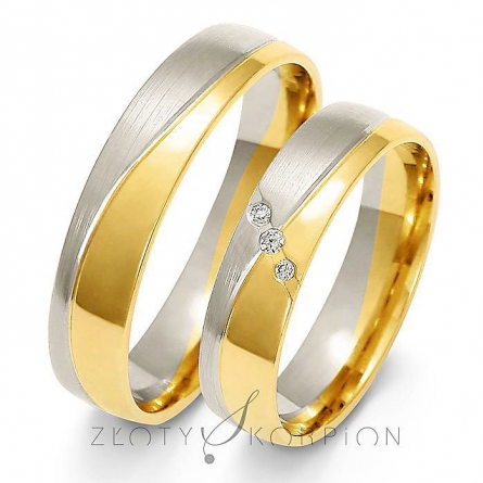 Dwukolorowe obrączki złote - A-215 ZS