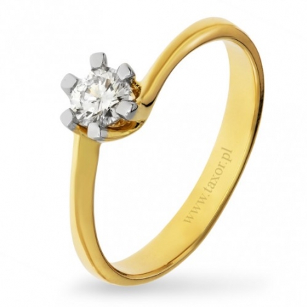 Pierścionek z brylantem z żółtego złota - B-165 / 0.25 ct