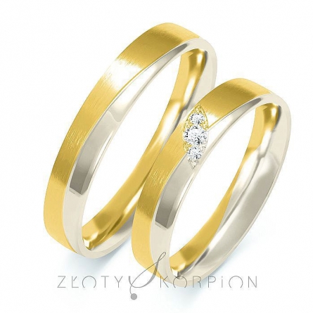 Dwukolorowe obrączki ślubne - B-202 ZS