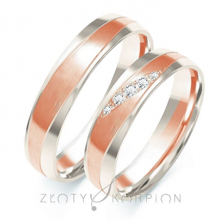 Dwukolorowe obrączki ślubne - B-208 ZS