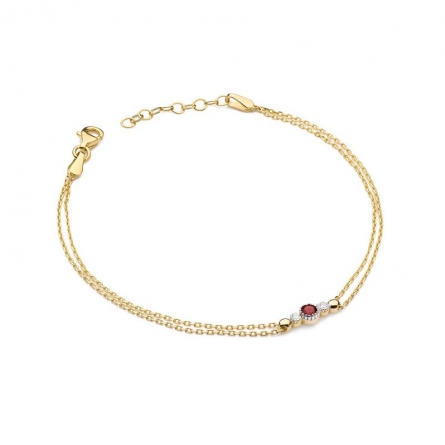 Bransoletka złota z rubinem i brylantami 0.15 ct - B-005
