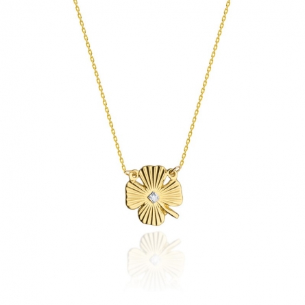 Celebrytka złota z brylantami Koniczynka 0.005 ct - C-021