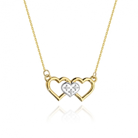 Celebrytka złota z brylantami Trzy serduszka 0.015 ct - C-024