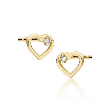Kolczyki serca z brylantami 0.01 ct - K0079