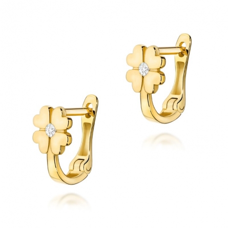 Kolczyki koniczyny z brylantami 0,06 ct - K0060