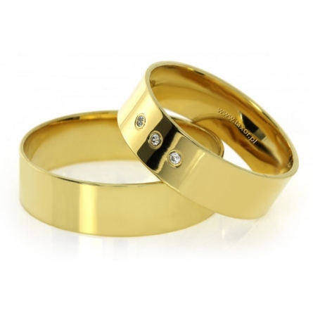 Obrączki klasyczne ze złota próby 585 Zirkon - PL-6S