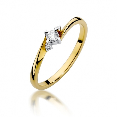 Pierścionek z żółtego złota z brylantem - W-346/ 0.10 ct