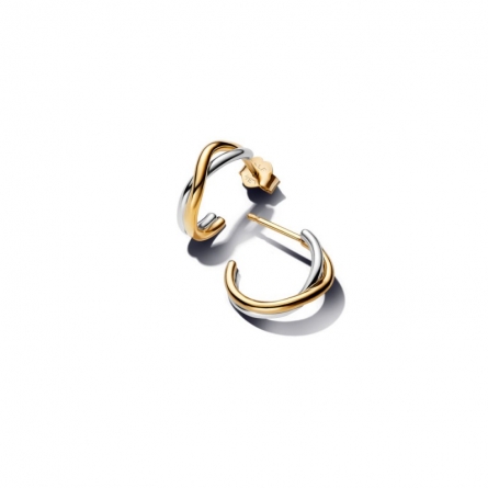 Dwutonowe otwarte kolczyki obręcze o organicznym kształcie - 263880C00