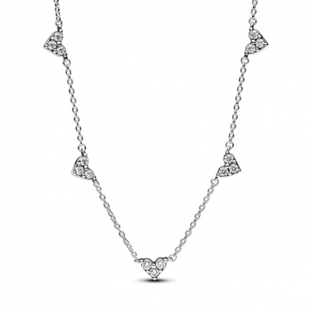 Naszyjnik z zawieszkami w kształcie serca wysadzanymi trzema kamieniami - 393160C01
