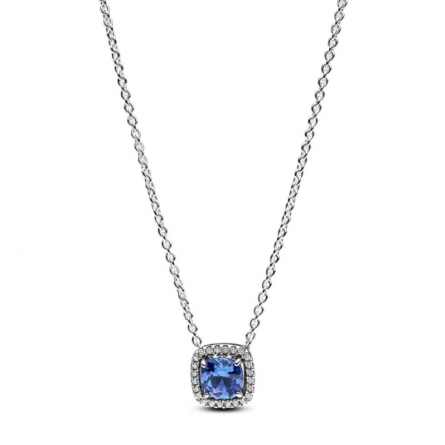 Naszyjnik z niebieskim kwadratowym kamieniem w lśniącej obwódce - 393560C01