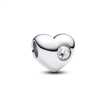 Charms do grawerowania w kształcie serca z lśniącym kamieniem - 794161C04