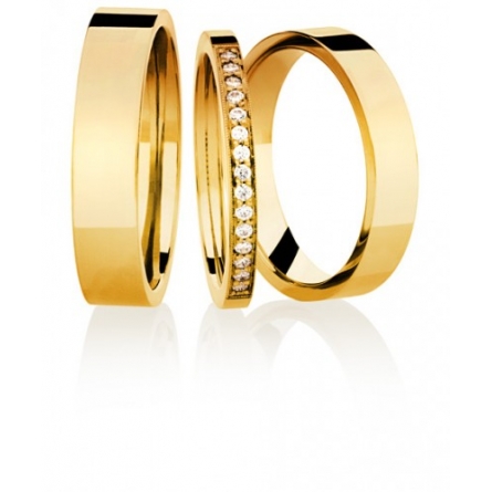 Obrączki ślubne z cyrkoniami ESSENCE - ROSE 1 (szerok. 2.1 mm) + męska szerok. 4 mm