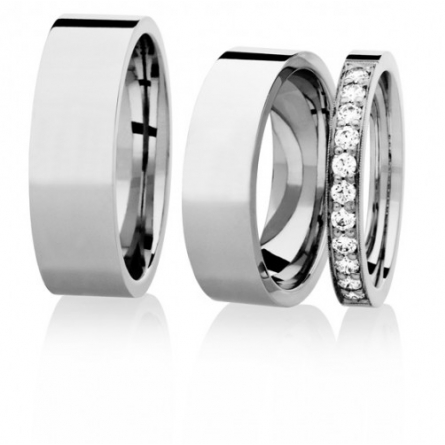 Obrączki ślubne z cyrkoniami ESSENCE - ROSE 3 (szerok. 2.8 mm) + męska szerok. 4 mm