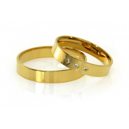Obrączki klasyczne ze złota próby 585 Zirkon - PL-4S