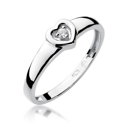 Pierścionek z brylantem z białego złota - W-1W / 0.04 ct