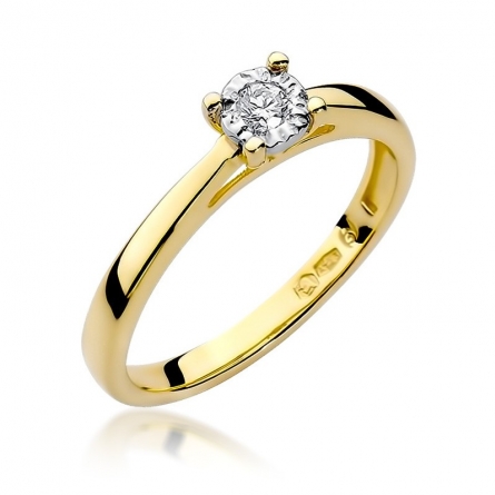Pierścionek z brylantem z żółtego złota - W-7 / 0.08 ct