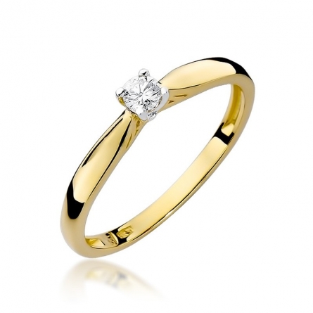 Pierścionek z brylantem z żółtego złota - W-45 / 0.10 ct