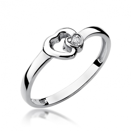 Pierścionek z brylantem z białego złota - W-188W / 0.02ct