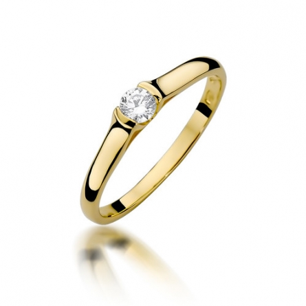 Pierścionek z brylantem z żółtego złota - W-369 / 0.15 ct
