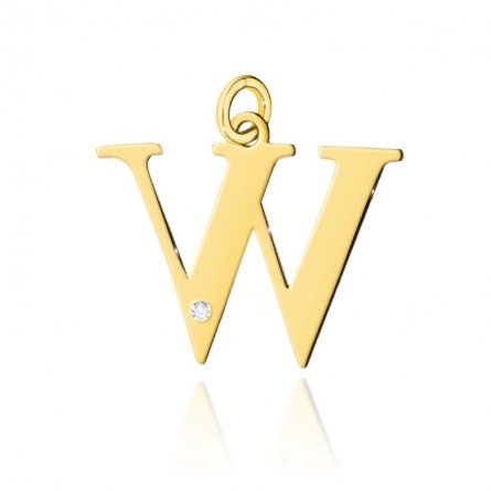 Zawieszka z brylantem litera W - Z-069 / 0.005 ct